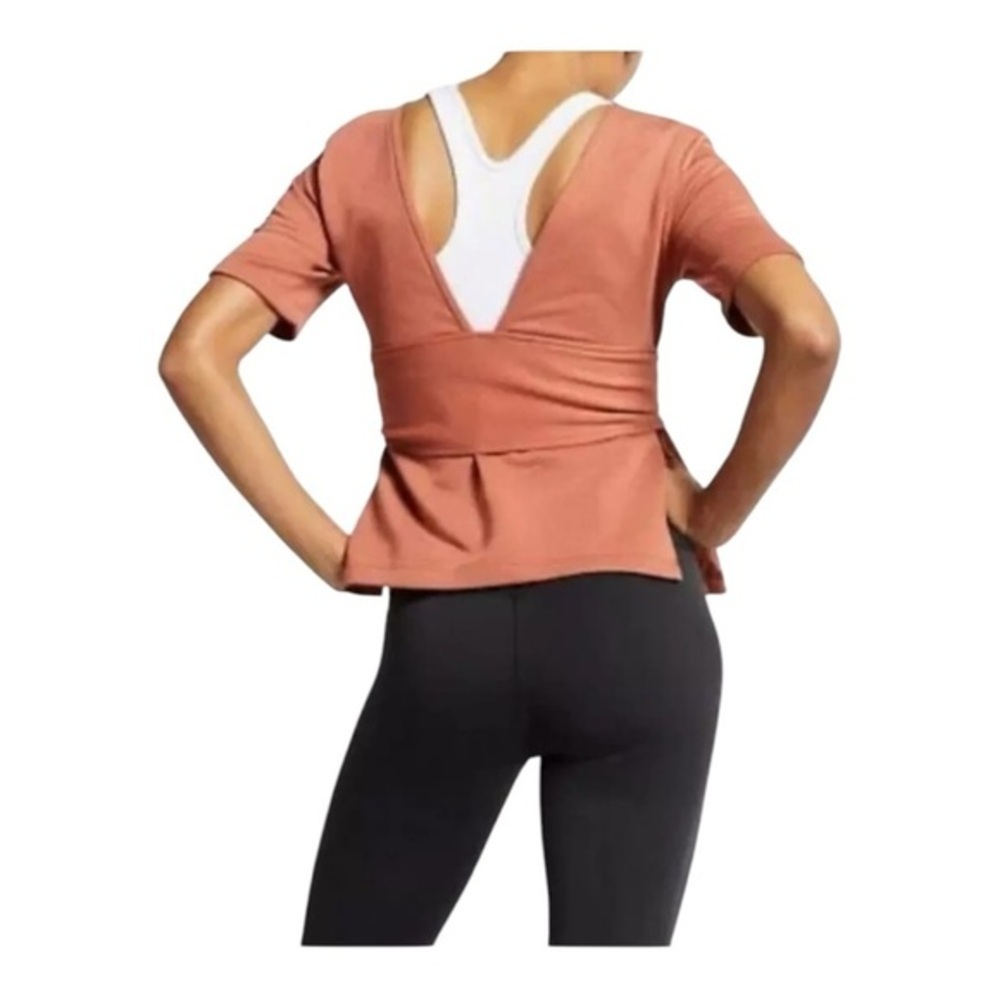Nike Studio Yoga Training Top SS Wrap Rust Size Small - Picture 2 of 10